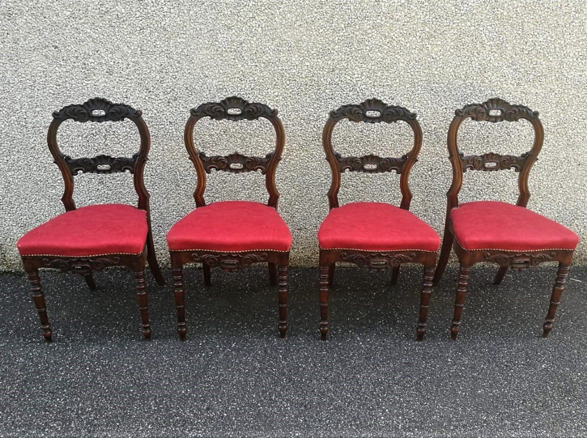 Chaises Charles X En Noyer, Italie Début 1800