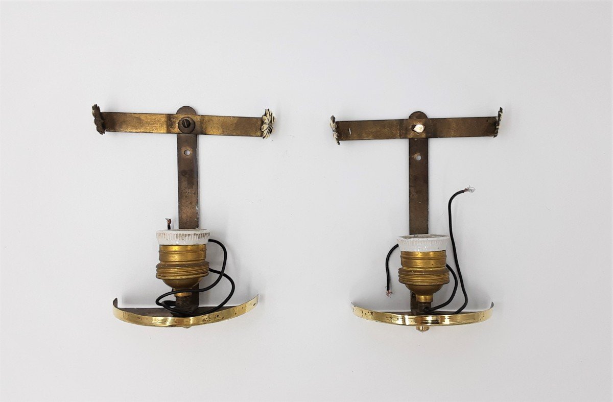 Pair Of Decorated Sconces, Liberty Early '900-photo-4