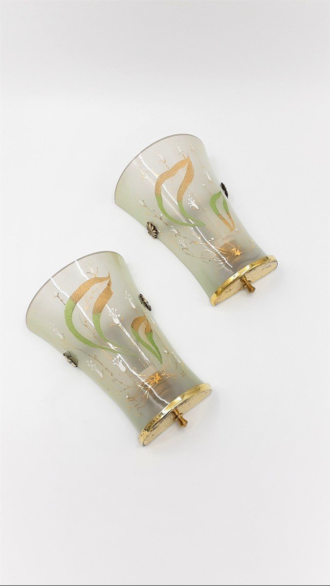 Pair Of Decorated Sconces, Liberty Early '900