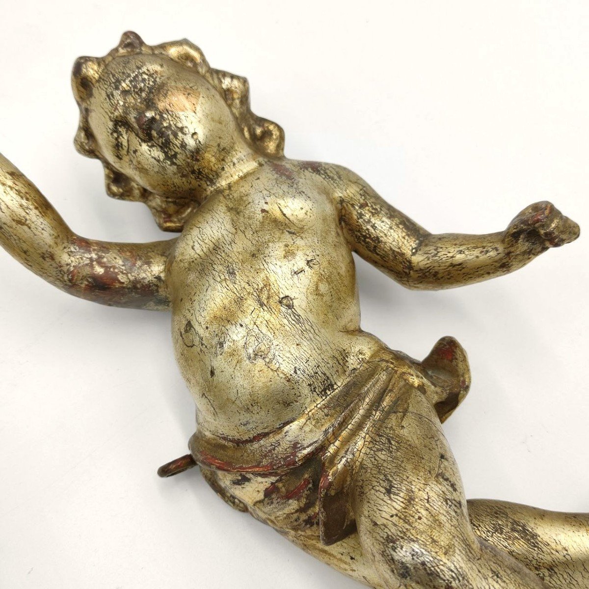 Paire De Putti En Bois Sculpté Et Doré, époque XVIIIème.-photo-1