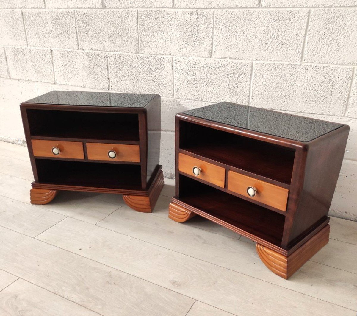 Pair Of Art Deco Bedside Tables, 1940s-photo-3