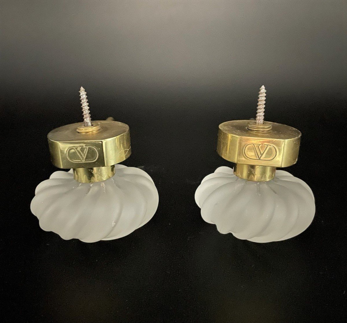 Valentino, Pair Of Frosted Glass Coat Hangers-photo-3