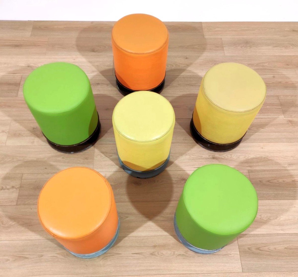 Colorful Stools In Vinyl And Metal, Italy 70s-photo-2
