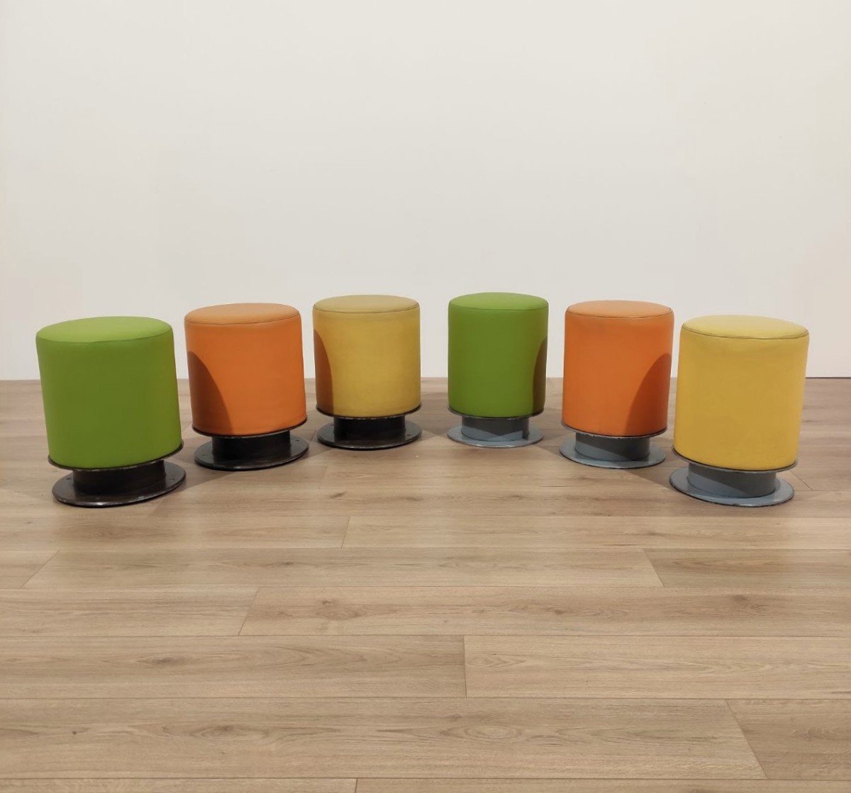 Colorful Stools In Vinyl And Metal, Italy 70s