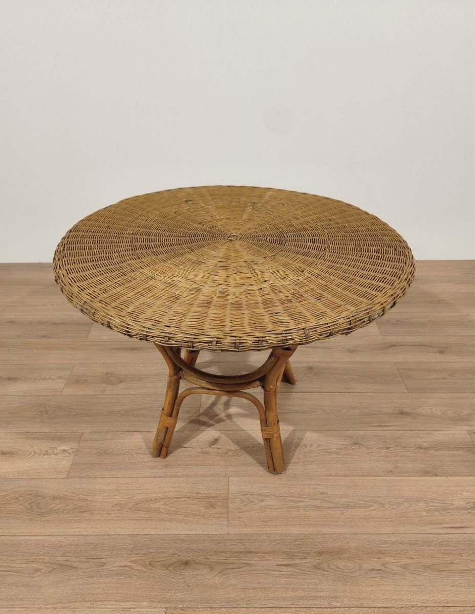 Wicker And Bamboo Table Designed By Giò Ponti, 1960s-photo-4