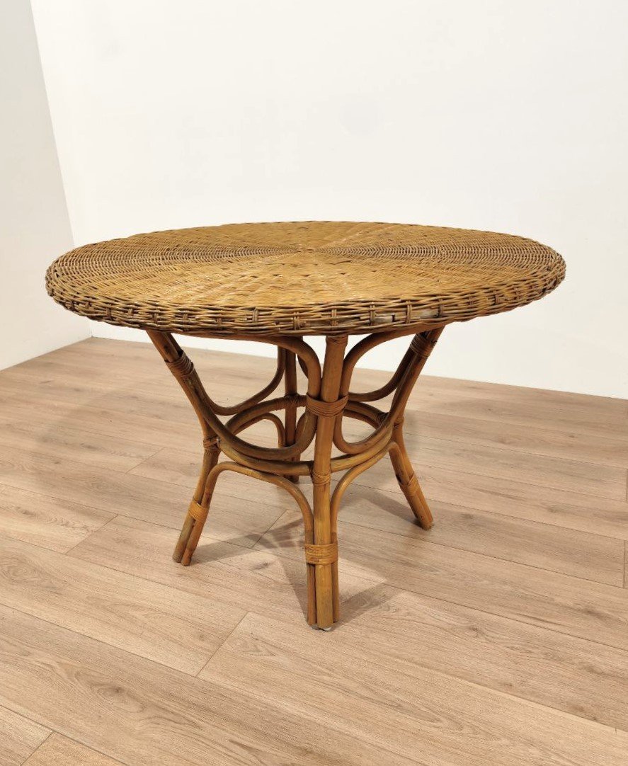 Wicker And Bamboo Table Designed By Giò Ponti, 1960s