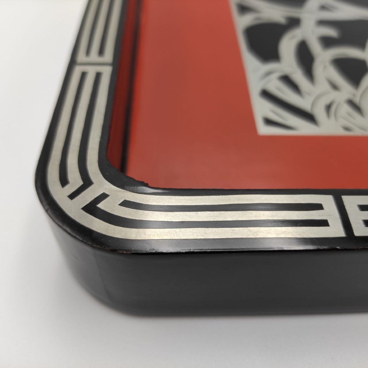 Art Deco Lacquered Wooden Tray, Italy, 1920s-photo-3