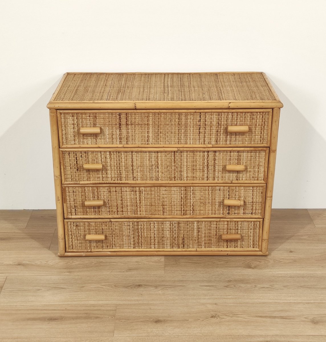 Commode en bambou et rotin, Italie, années 1970-photo-2