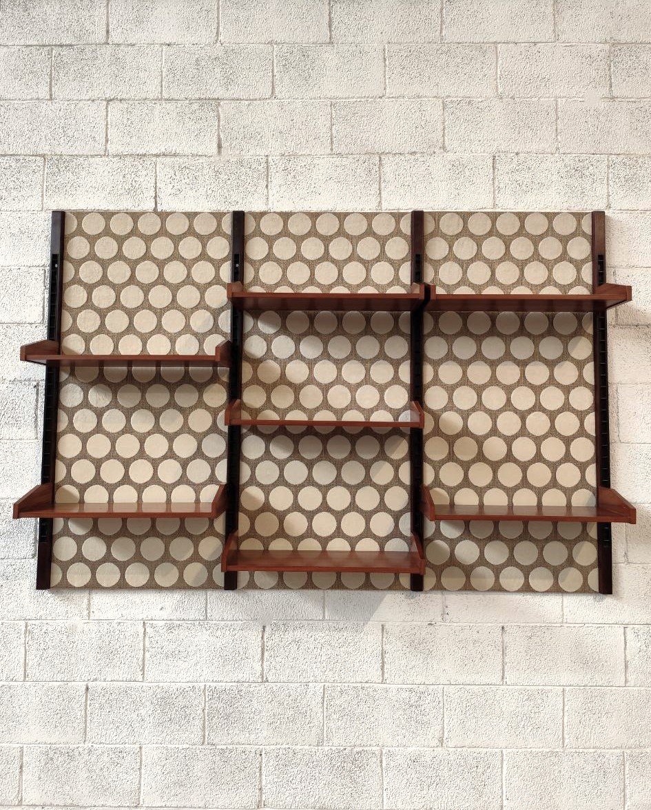 Italian 1960s Wall Bookcase, Polka Dot Wallpaper-photo-4