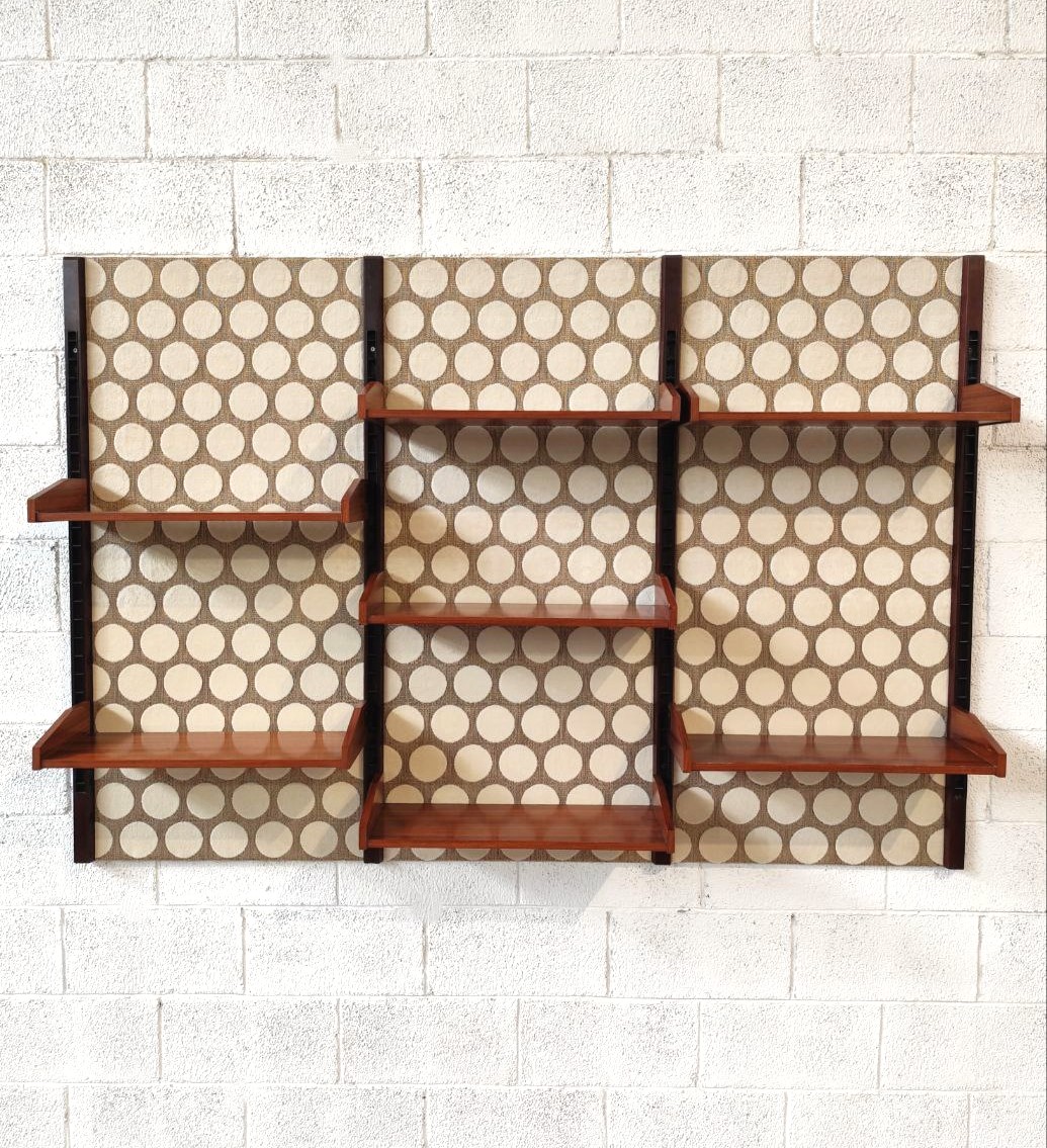 Italian 1960s Wall Bookcase, Polka Dot Wallpaper