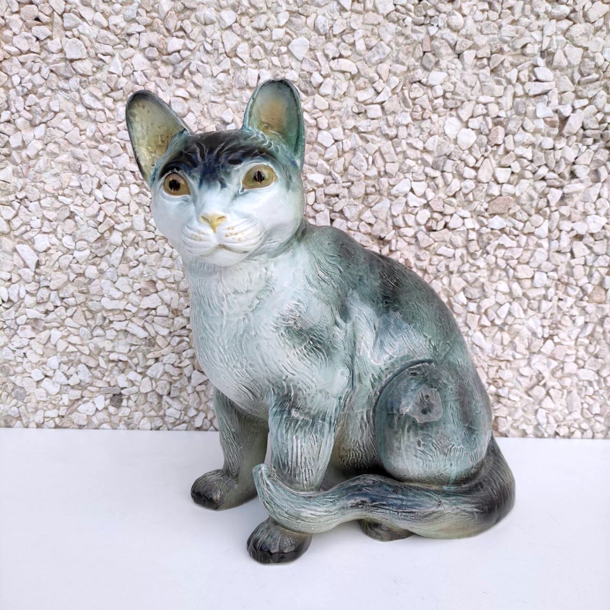 Sculpture de chat en guise de butoir de porte, Richard Ceramics Company, fin du XIXe siècle-photo-2