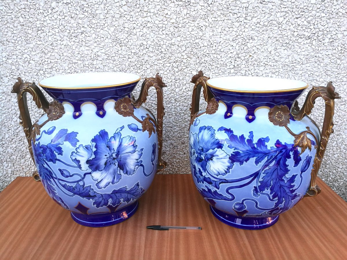 Pirkenhammer, Pair Of Large Vases From The Early 1900s.-photo-2