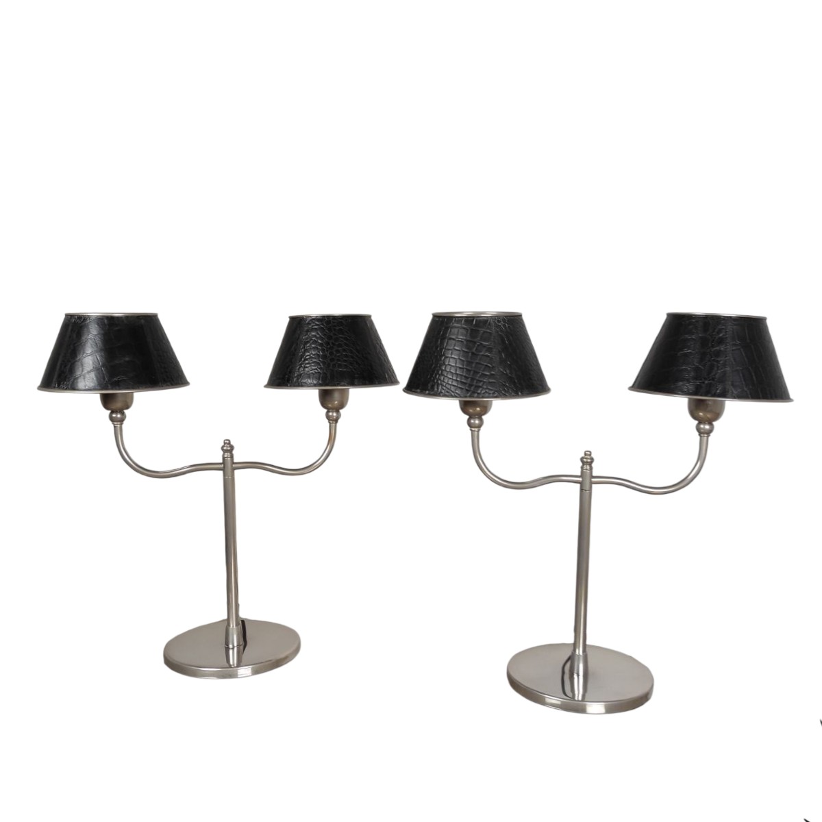 Pair Of Double-light Table Lamps, Italy, 1970s.
