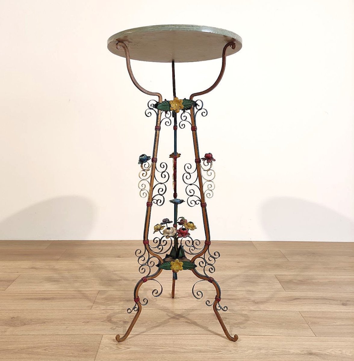 High Table In Wrought Iron And Marble, Italy, 19th - 20th Century-photo-2