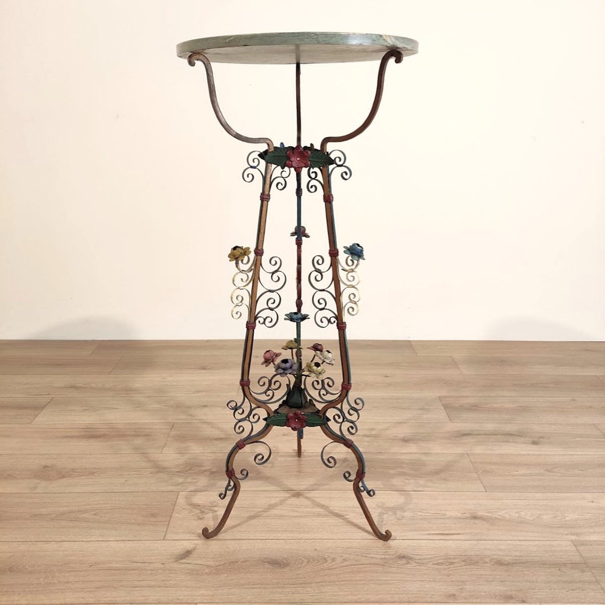 High Table In Wrought Iron And Marble, Italy, 19th - 20th Century-photo-3