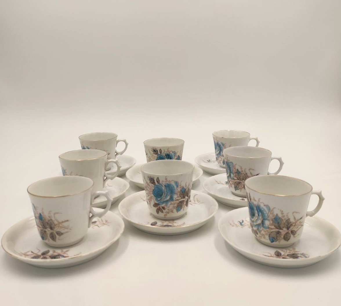 Service à café à décor de 'rose bleue', XIXe siècle.-photo-3