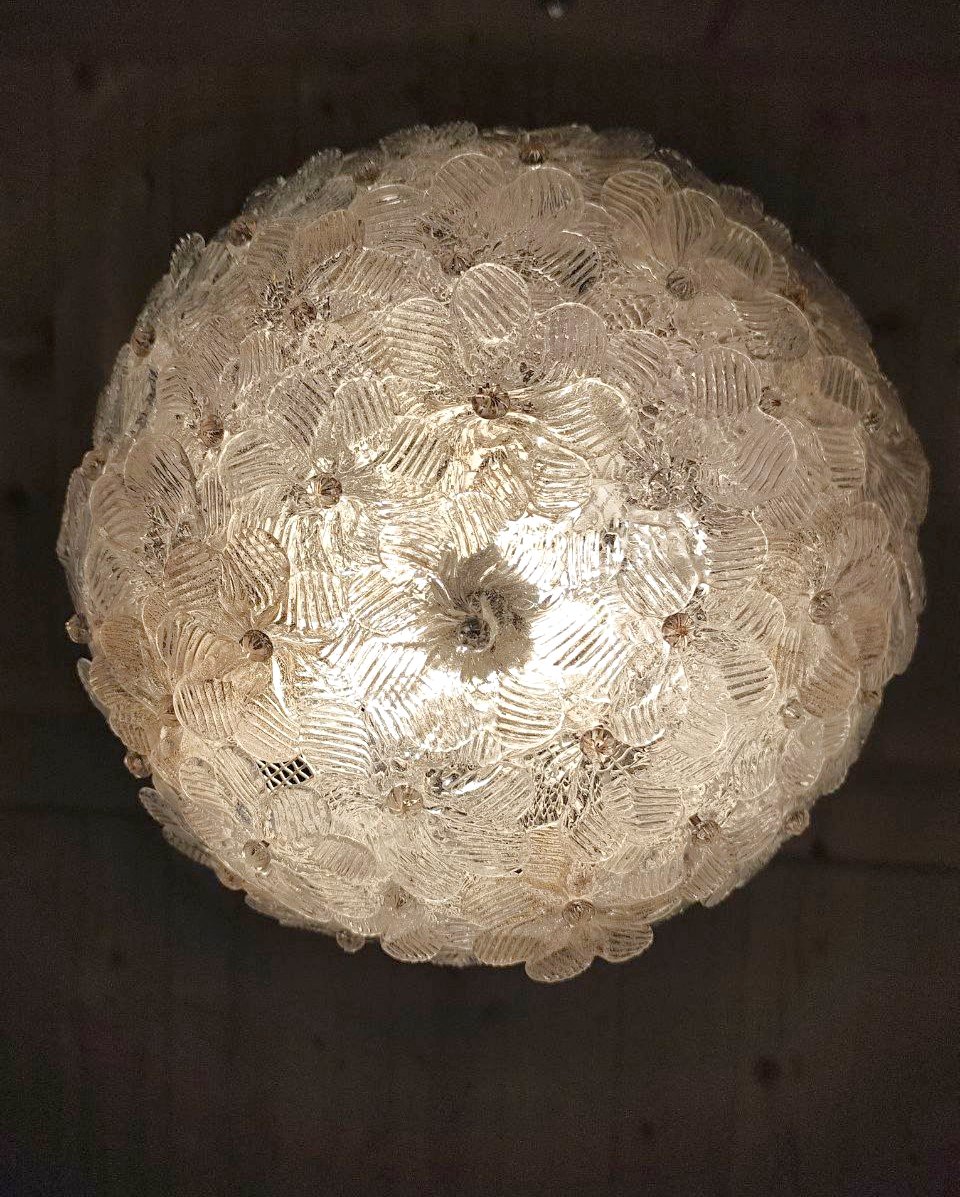 Seguso Glass Flower Lamp, Murano, 1960s-photo-2