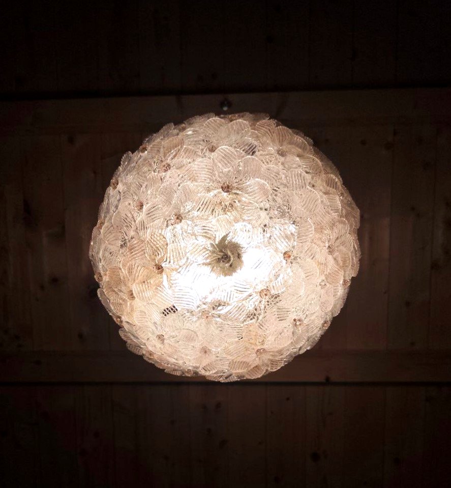 Seguso Glass Flower Lamp, Murano, 1960s-photo-3