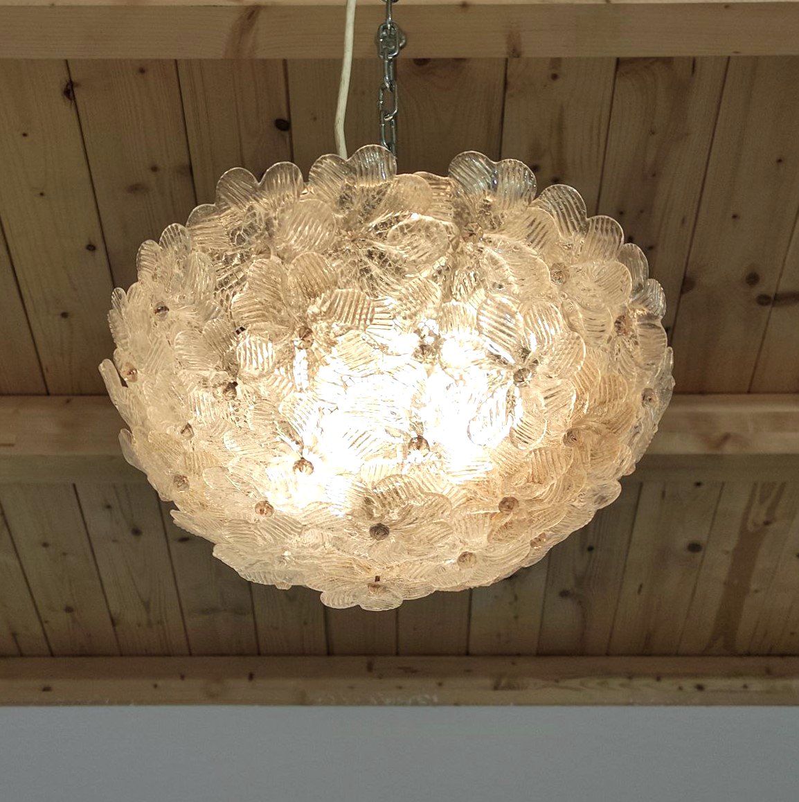 Seguso Glass Flower Lamp, Murano, 1960s-photo-4