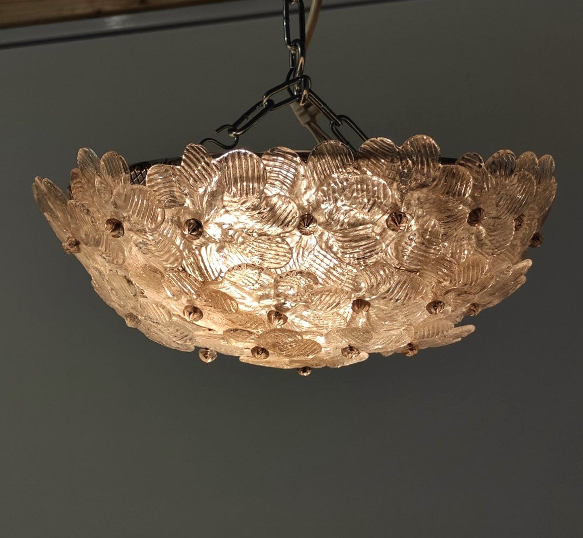 Seguso Glass Flower Lamp, Murano, 1960s-photo-1