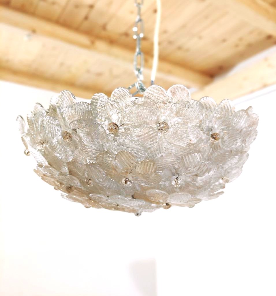 Seguso Glass Flower Lamp, Murano, 1960s-photo-2