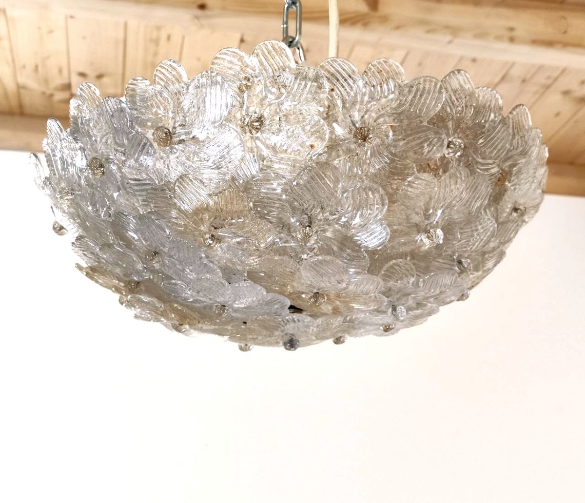 Seguso Glass Flower Lamp, Murano, 1960s-photo-3