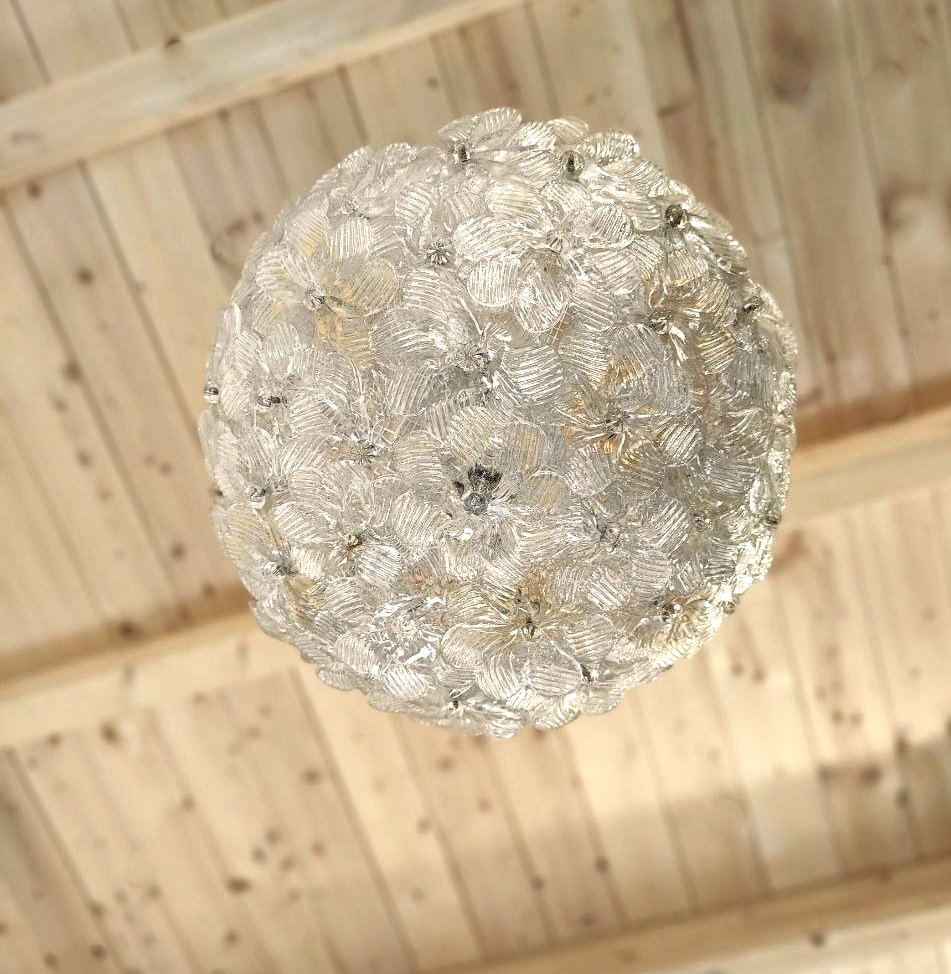 Seguso Glass Flower Lamp, Murano, 1960s-photo-4