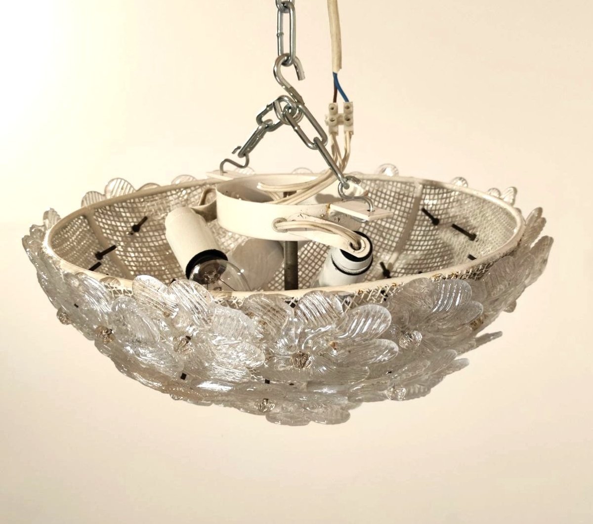 Seguso Glass Flower Lamp, Murano, 1960s-photo-5