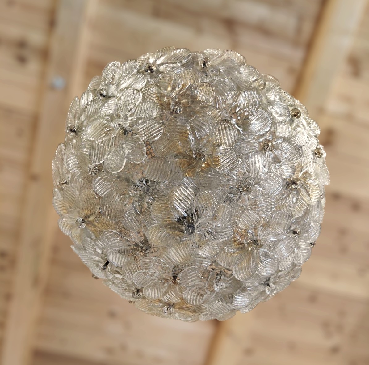 Seguso Glass Flower Lamp, Murano, 1960s