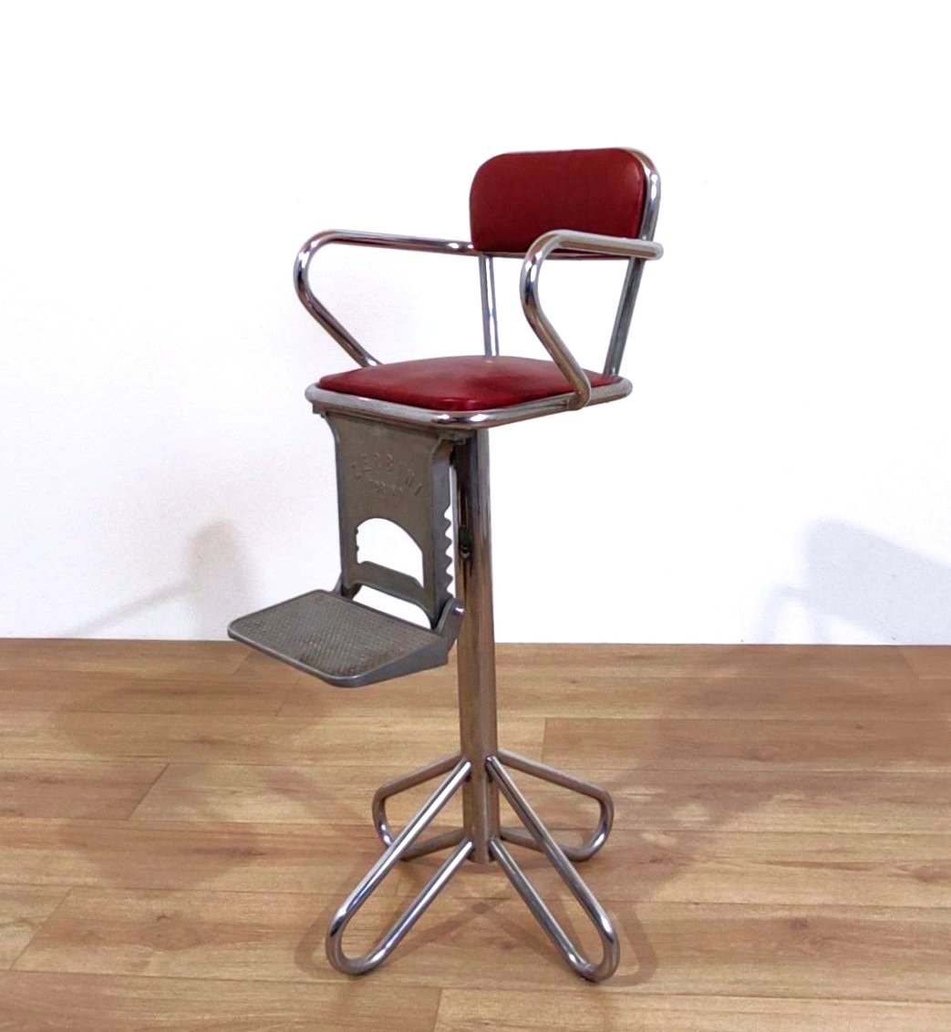 Chaise/tabouret de barbier pour enfant, Zerbini Torino, années 1950-photo-2