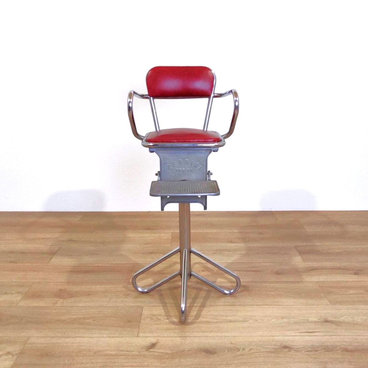 Chaise/tabouret de barbier pour enfant, Zerbini Torino, années 1950-photo-3