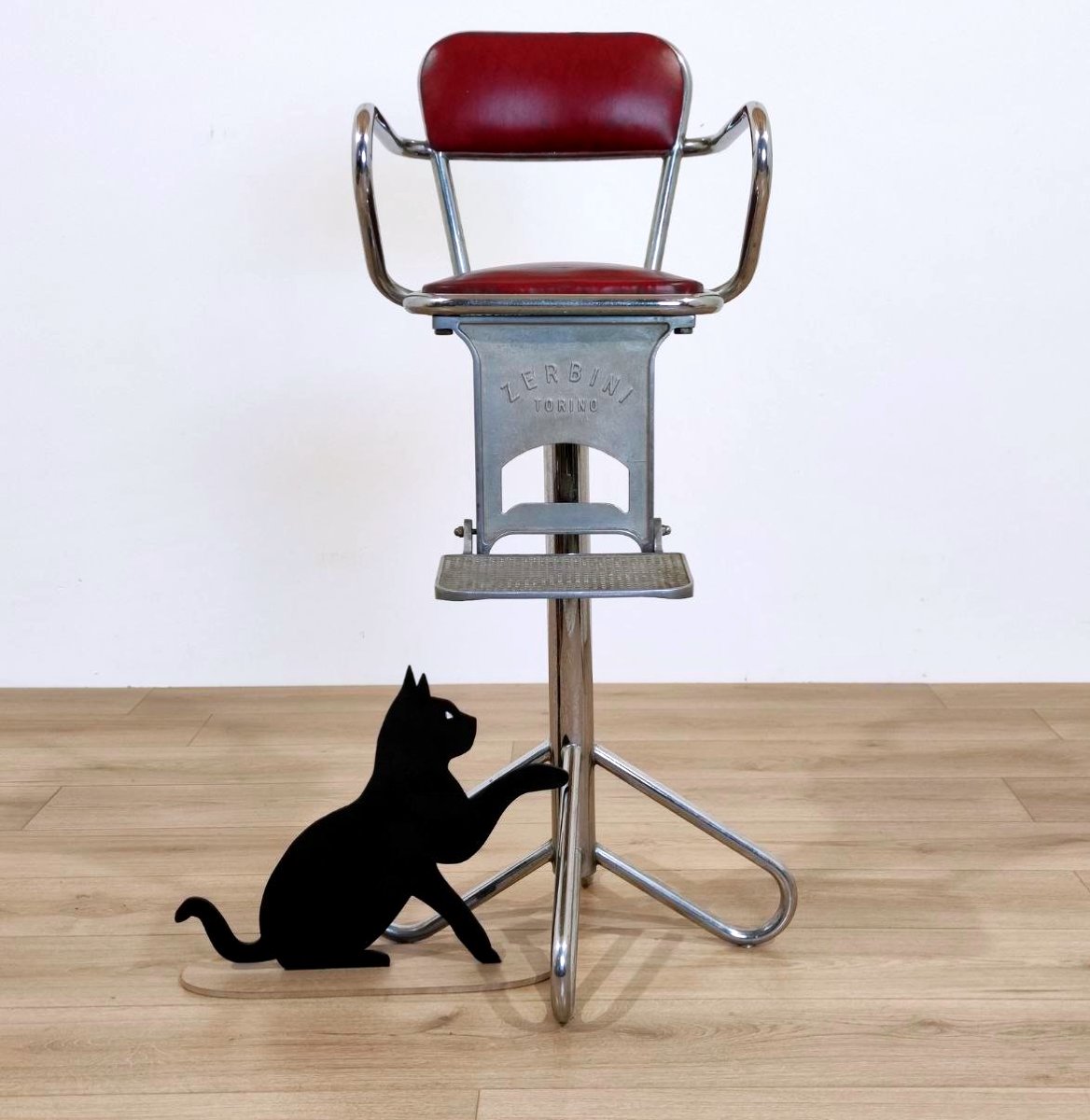 Chaise/tabouret de barbier pour enfant, Zerbini Torino, années 1950-photo-6