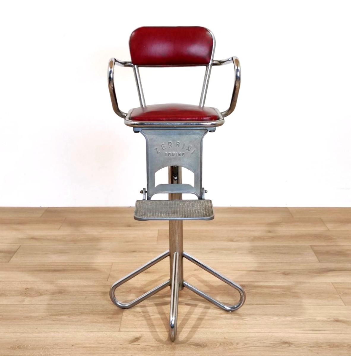 Chaise/tabouret de barbier pour enfant, Zerbini Torino, années 1950