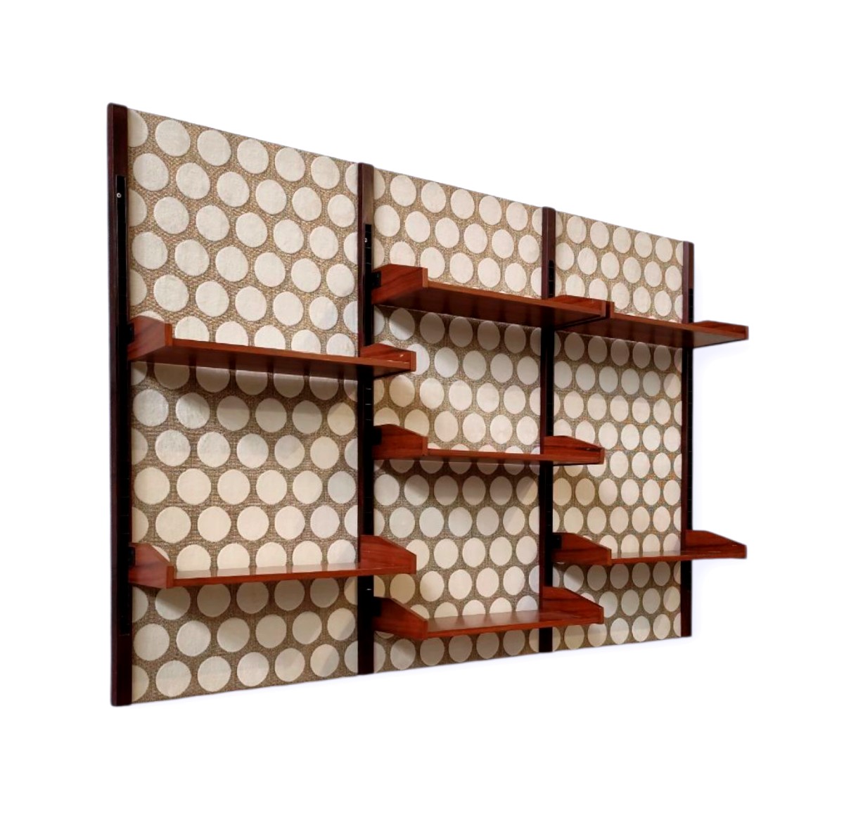 Bibliothèque murale en tissu à pois, Italie, années 1960