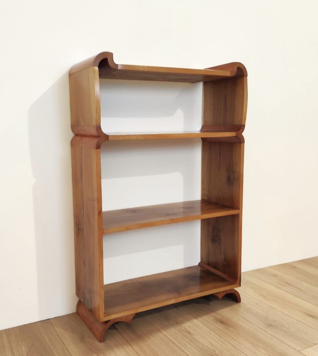 Open Bookcase In Walnut And Cherry, Italy, 1940s-photo-2
