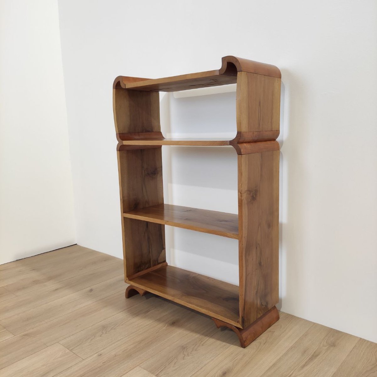 Open Bookcase In Walnut And Cherry, Italy, 1940s-photo-4