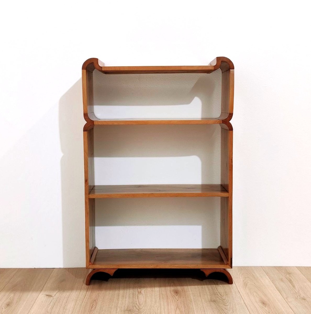 Open Bookcase In Walnut And Cherry, Italy, 1940s-photo-1