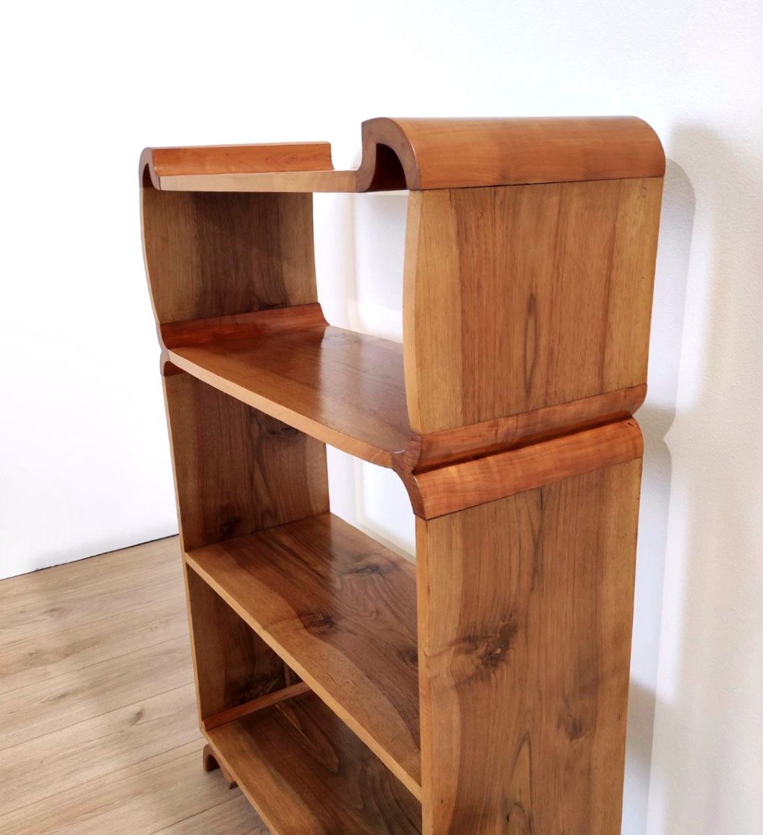 Open Bookcase In Walnut And Cherry, Italy, 1940s-photo-5