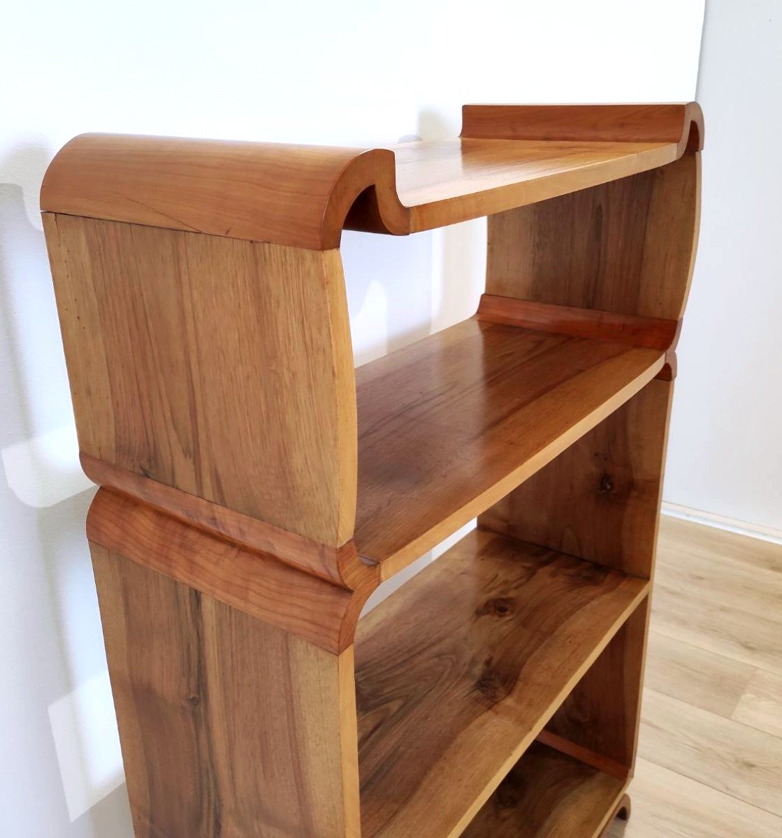 Open Bookcase In Walnut And Cherry, Italy, 1940s-photo-6