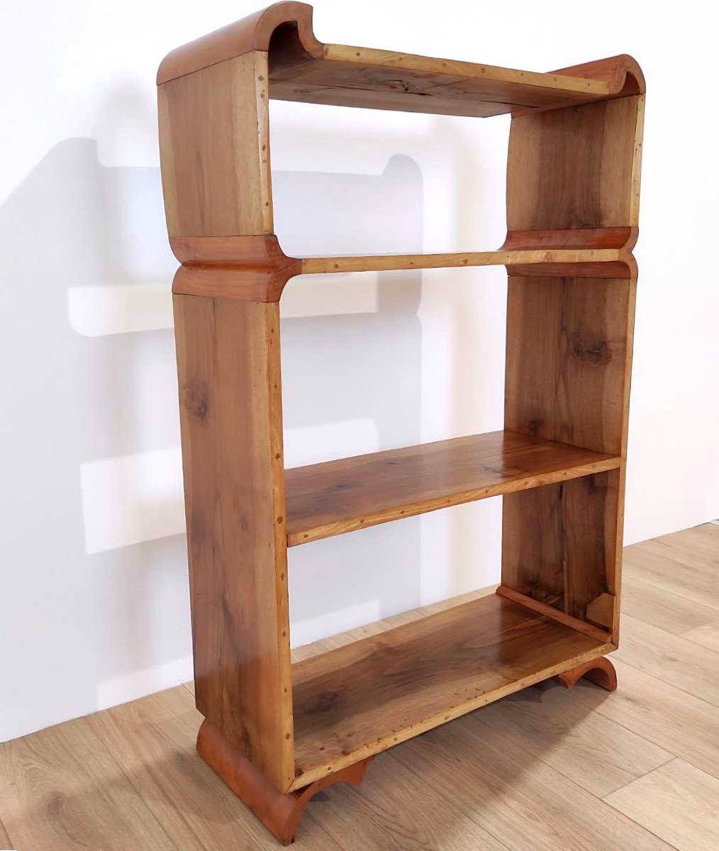 Open Bookcase In Walnut And Cherry, Italy, 1940s-photo-7