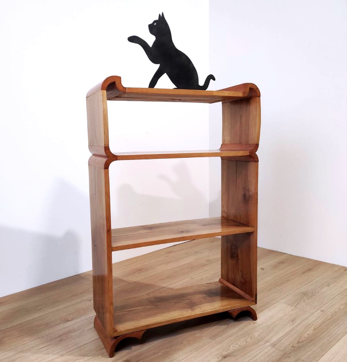 Open Bookcase In Walnut And Cherry, Italy, 1940s-photo-8