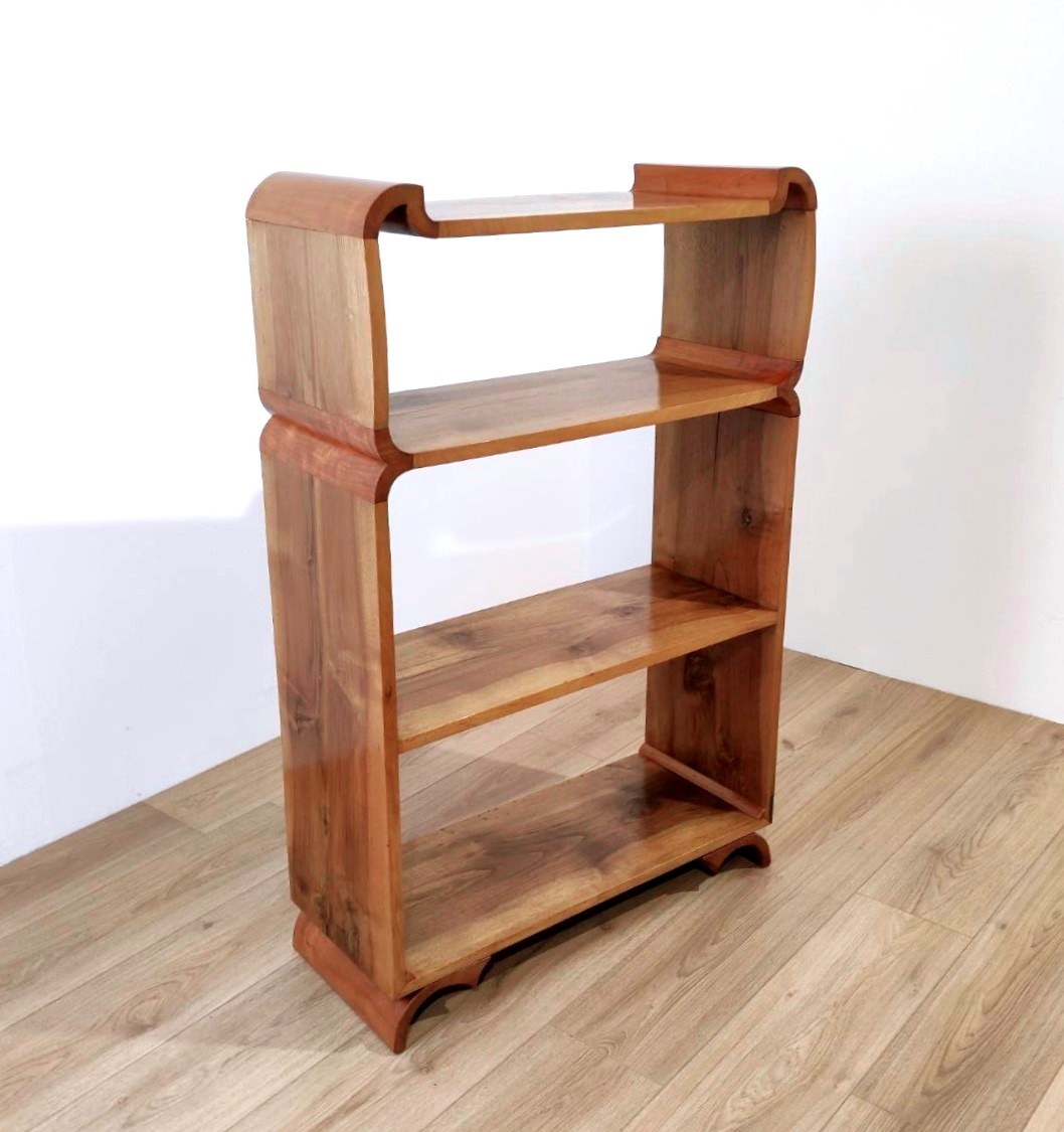Open Bookcase In Walnut And Cherry, Italy, 1940s
