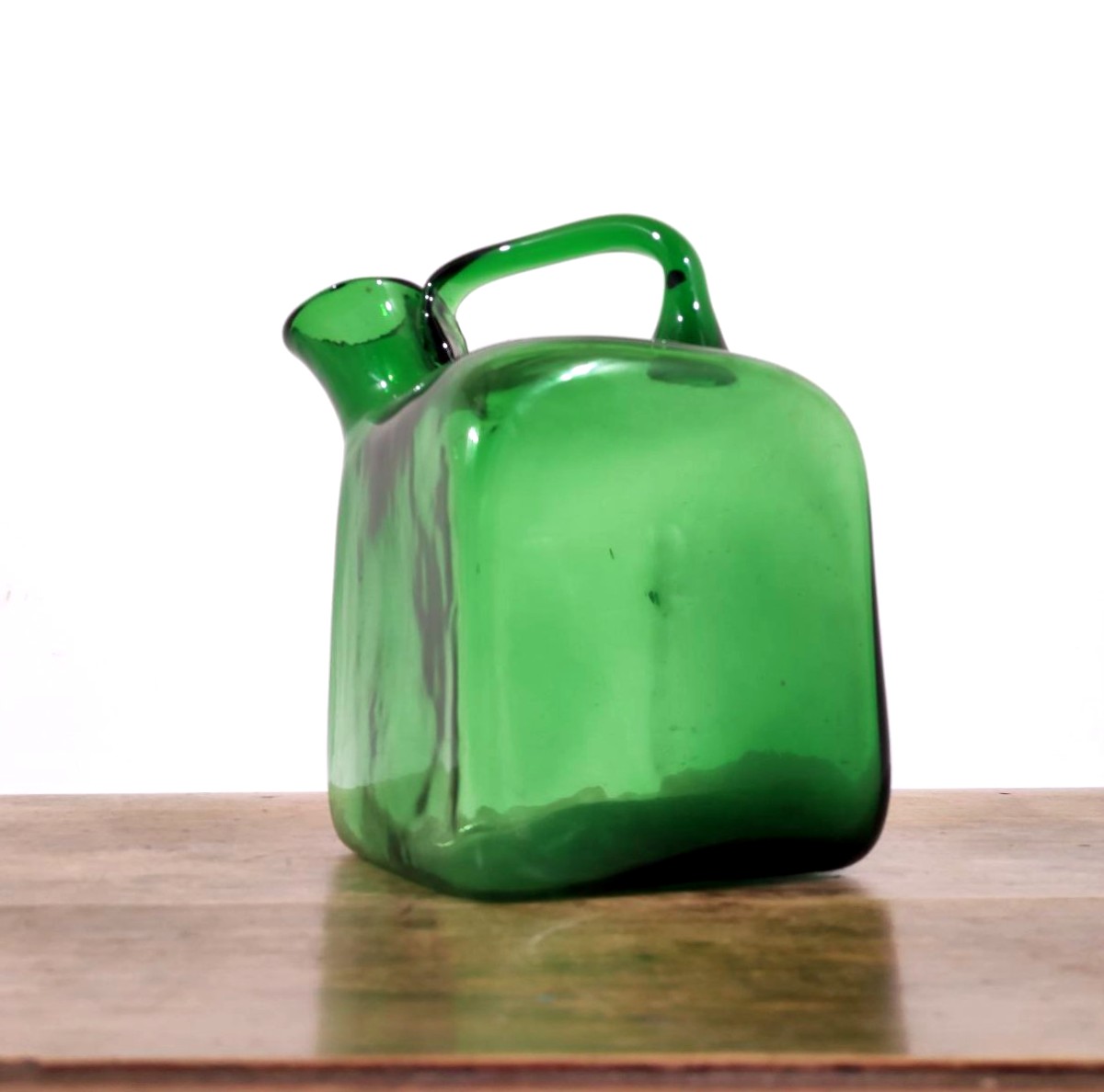 Empoli Glassworks, Green Blown Glass Pourer From The 1950s