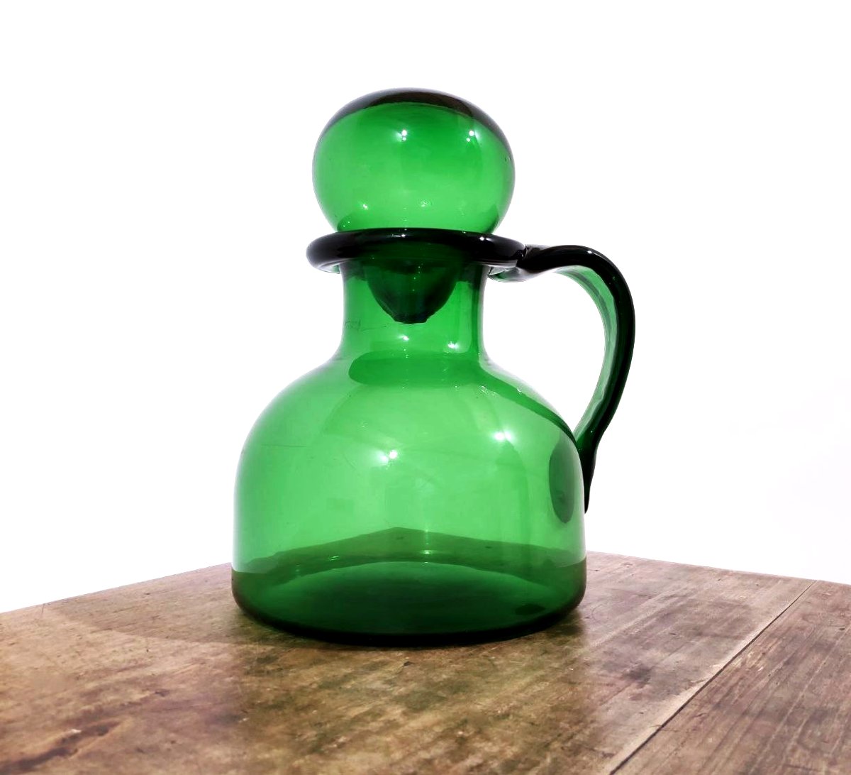 Verrerie Empoli, grande bouteille en verre soufflé des années 1950-photo-2