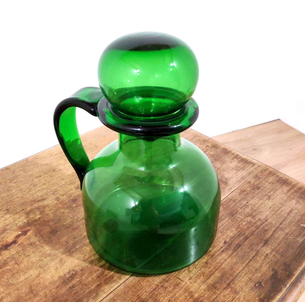 Verrerie Empoli, grande bouteille en verre soufflé des années 1950-photo-4