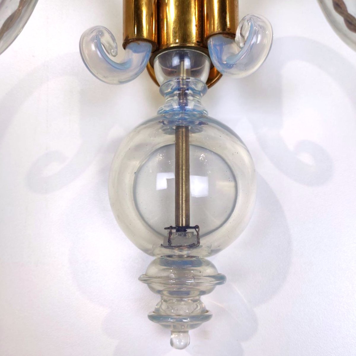 Paire d'appliques murales en verre opalin Seguso (attribué à Seguso), années 1950-photo-8