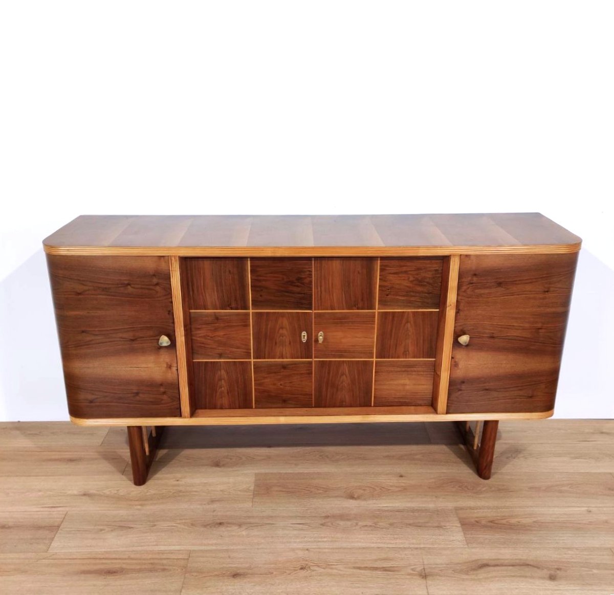 4-door Walnut Sideboard, Italy, 1950s-photo-2