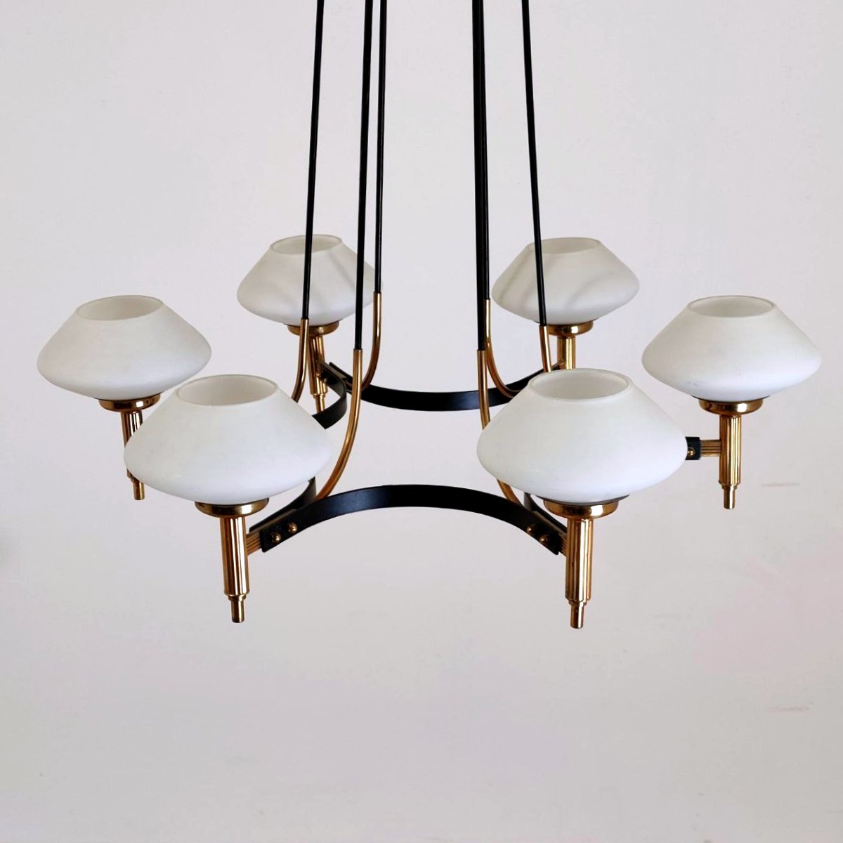 Suspension à 6 lumières, « Stilnovo » (attribuée), années 1950-photo-2