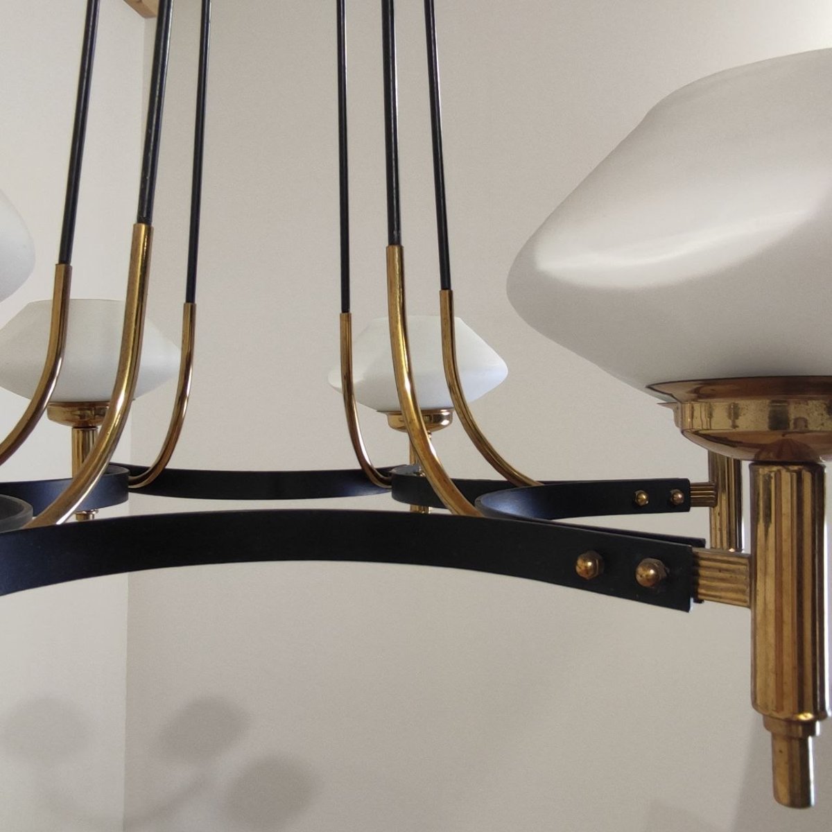 Suspension à 6 lumières, « Stilnovo » (attribuée), années 1950-photo-1