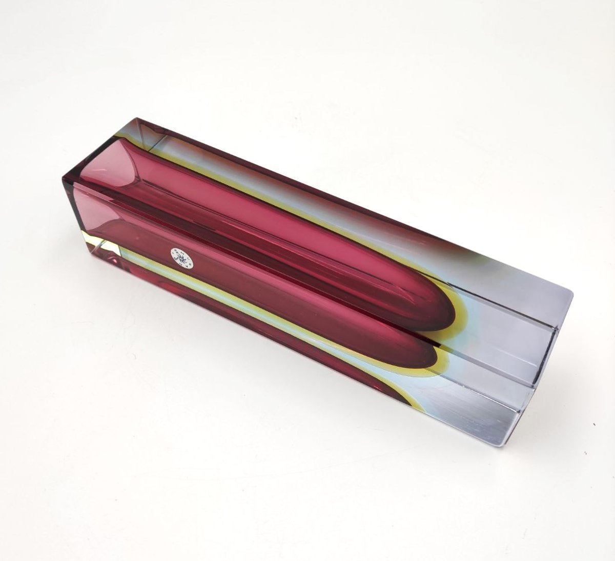 Blue, Yellow, And Red Submerged Glass Vase, Murano, 1960s-photo-1